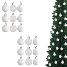 50mm/18Pcs Christmas Baubles Shatterproof White, Christmas Tree Decorations Ball Ornaments Balls Xmas Hanging Decorations Holiday Decor - Shiny,Matte,Glitter