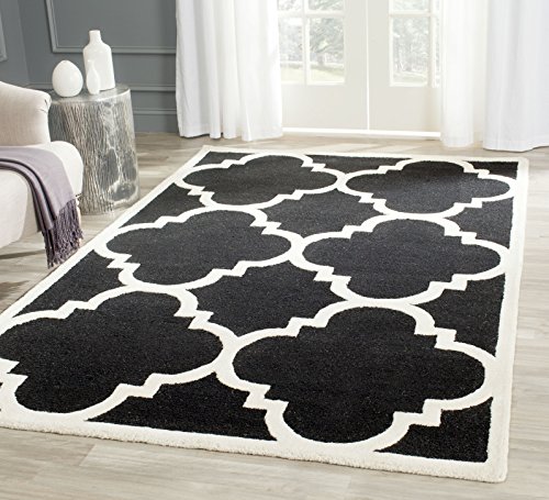 Safavieh Modern Indoor Hand Tufted Rectangle Area Rug, Cambridge Collection, CAM140, in Black / Ivory, 122 X 183 cm for Living Room, Bedroom or Any Indoor Space