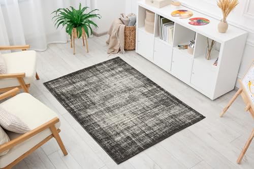 andiamo Woven Rug Modern Stylish Short Pile Rug Robust and Easy to Clean Made from 100% Polypropylene Suitable for Underfloor Heating and Vacuum Cleaner 133 x 190 cm Grey Stripes
