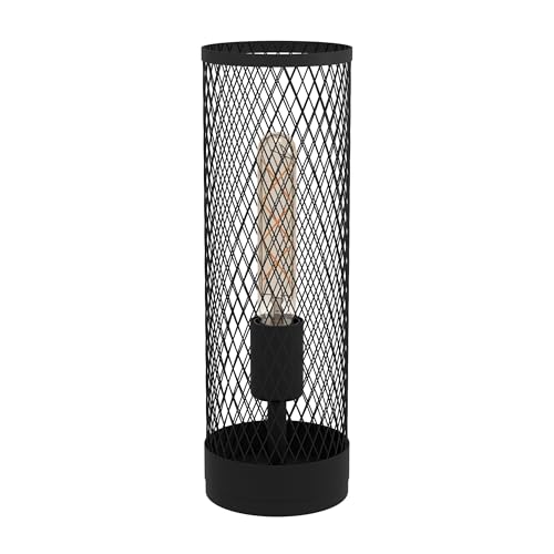 Eglo Bedside lamp Redcliffe, Industrial Table Light Made of Black Metal, Living Room Lighting with Switch, E27 Socket