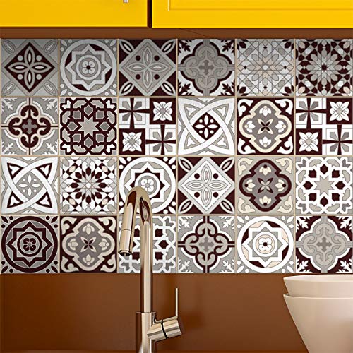 Ambiance Sticker Self-Adhesive Decorative Wall Decal Cement Tile for Bathroom and Kitchen Amazonas - Pack of 9 Stickers of 15 x15 cm