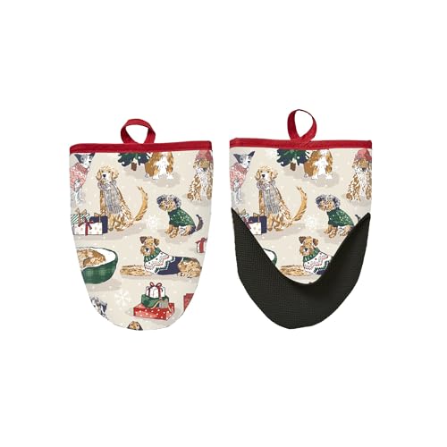 Ulster Weavers - Christmas Oven Mitts with Dogs (18 x 14.5cm) - Mini Oven Gloves with Dogs - 100% Cotton - Christmas Dog Oven Gloves Heat Resistant - Christmas Kitchen Decorations - Dog Lovers Gifts