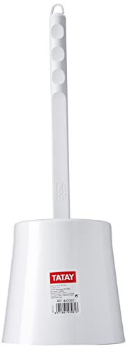 TATAY Toilet Brush - Durable Materials - Modern Design - Fixed and Long-Lasting Brush for Proper Hygiene - Multiple Color Options - Made in Spain - 12 x 12 x 38 cm – White