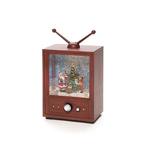 "Konstsmide LED Snow Globe TV Lantern ""Santa and Child Scene""/Christmas Lantern Warm White Diode/Transformer or Battery 3xAA 1.5V (excl.)/Optional Eight Song Music Function/Water Filled/Water Spinner"