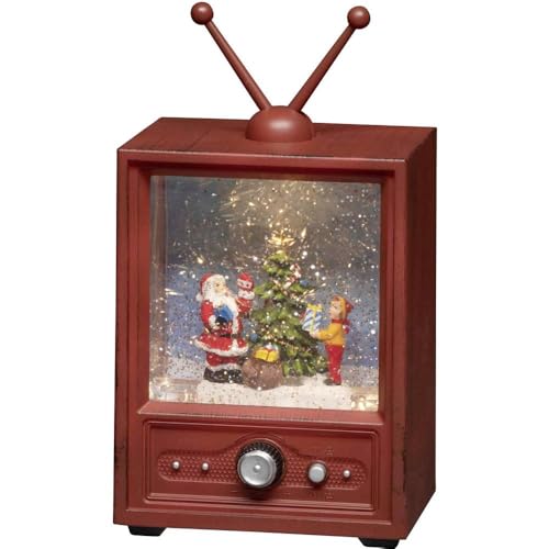"Konstsmide LED Snow Globe TV Lantern ""Santa and Child Scene""/Christmas Lantern Warm White Diode/Transformer or Battery 3xAA 1.5V (excl.)/Optional Eight Song Music Function/Water Filled/Water Spinner"