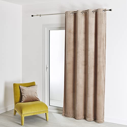 HomeMaison.com Felted Curtain in Plain Velour, Linen, 135 x 260 cm
