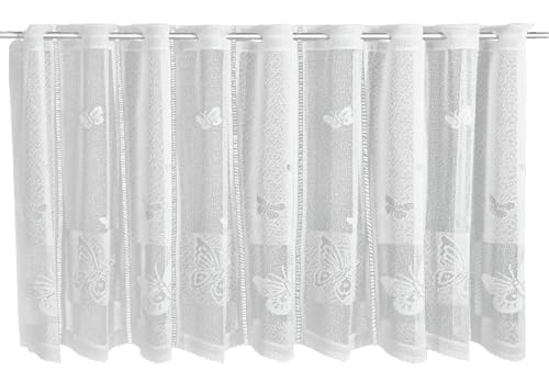 Gardinia Bistro Curtain Jacquard Butterflies White 160 x 60 cm