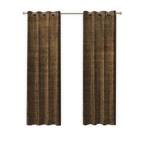 LW Collection Eyelet Curtains Brown Chenille 140x270cm - eyelet ring - eyelet curtains - curtains blackout – room darkening – curtains for bedroom – living room – noise reducing – standard size