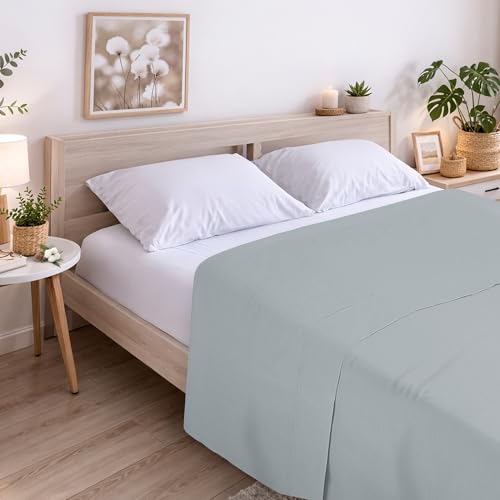 ECOMMERC3 - Top Sheet Bed 135 cm, 100% Soft, Breathable Cotton Top Sheet Extra Soft Earth Colour