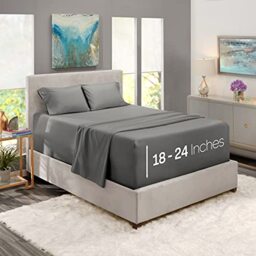Nestl Extra Deep Pocket Full Size Sheets Set, 4 Piece Bedding Set, Charcoal Stone Grey, Fits Mattress 18-24 Inches Deep, Microfiber