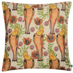furn. Wylder Akamba Cockatiels Polyester Filled Cushion – Botanical Tropical Paisley Bird Linen Look Decorative Pillow (Multicolour – 50x50cm)