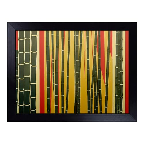 Lap Tray with Bean Bag Cushion, An Abstract Bamboo Forest - Handmade in the UK, Raised Wooden Edge, Padded Cushion, Heat-Resistant Wipe-Clean Surface, for Meals, Laptops and Crafts