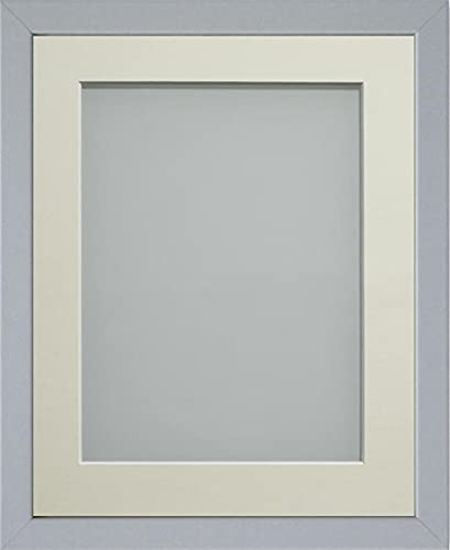 Frame Company Jellybean Range Grey Wooden 12x10 inch Picture Photo Frame with Ivory Mount for Image 9x7 inch * Choice of Colours & Sizes* Fitted with Perspex
