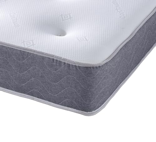 eXtreme comfort ltd Galaxy Grey Hybrid Tufted Small Double Mattress 120x190cm, 20cm Deep Memory Foam and Open Coil Spring Mattress, Medium Soft Comfort, UK Made Mattress in a Box