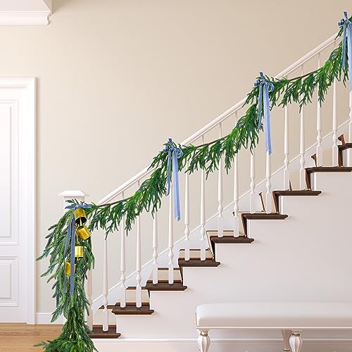 Jutom 1 Pcs Christmas Garlands Norfolk Pine Garland Artificial Faux Greenery Garland for Holiday Indoor Mantle Decor (12 Feet) (faux pine garland)