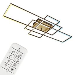 BRILONER LED Ceiling Light with Remote Control, Dimmable, Adjustable from Warm White to Neutral White, 104 x 42 x 10 cm, Gold