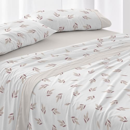 Burrito Blanco - Cotton Bedding Set - Bed 150 to 160 cm (+Available Measurements) - Design 632 - Beige (150-160x190/200 cm.)