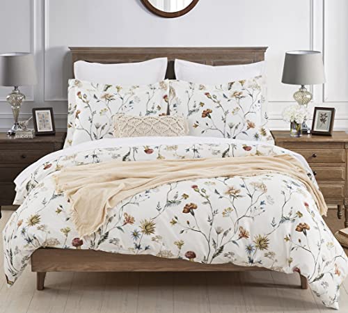 "DAUAOTO Twin XL 68""X92"" Duvet Cover Set, 100% Cotton Floral Garden Pattern Bedding for Twin Extra Long Bed"