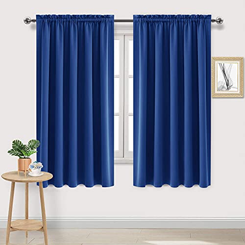 DWCN Black Out Blackout Curtains for Bedroom ??? Rod Pocket Thermal Insulated Noise Reducing Drapes for Living Room, W 60 x L 63 Inch, 2 Panels, Classic Blue