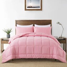 "DOWNCOOL Full Size Comforter Sets -All Season Bedding Comforters Sets with 2 Pillow Cases -3 Pieces Bed Set Down Alternative Comforter Set -Pink Bedding Sets Full(82""x86"")"