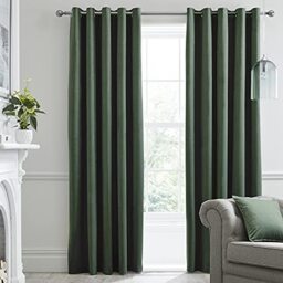 "Laurence Llewelyn-Bowen - Bottle Green Velvet Curtains W66 x L54"" (168 x 137cm) - 2 Panels - Blackout Curtains for Bedroom - Green Eyelet Curtains - Thermal & Soundproof Curtains - Montrose Collection"