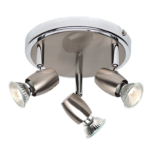 Palermo Modern 3 Way Light Ceiling Adjustable GU10 Round Plate Spotlight in a Chrome and Satin Chrome Finish
