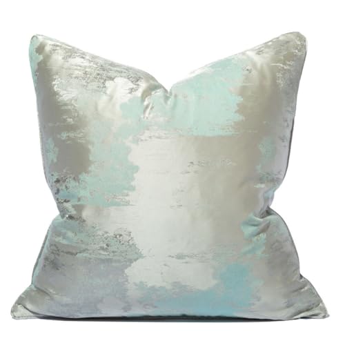 "vctops Abstract Decorative Luxurious Throw Pillow Covers Jacquard Square Cushion Cases Pillowcase for Bed Sofa Couch Chair Car Home Decor (Light Blue,18""x18"")"