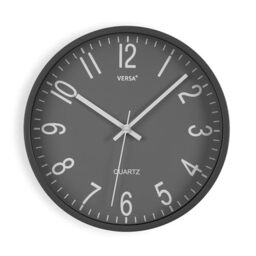 Versa Raven Silent and Decorative Wall Clock, for Kitchen, Living Room or Dining Room - Easy to Read, Measurements (H x L x W) 30 x 4.3 x 30 cm, Polypropylene, Gray