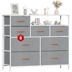 Feonase Chest of Drawers Bedroom, 8 Fabric Drawers with 2Top Open Shelves, Suitable for Bedrooms, Living Rooms