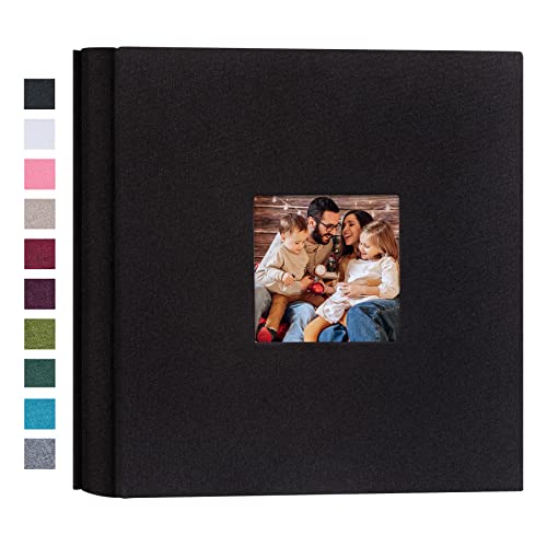 Mublalbum Small Photo Album 4x6 200 Photos Linen Cover Picture photo Book with 200 Horizontal Pockets for Wedding Family Anniversary Baby (Black)