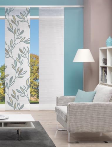 Vision S Bladvin Sliding Curtain, Semi-Transparent Fabric in Bamboo Look