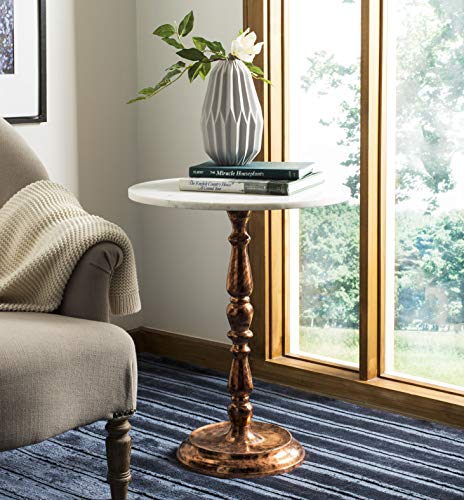 Safavieh Modern Accent Table with Wooden, in Antique Copper and White, 50 X 50 X 60.96