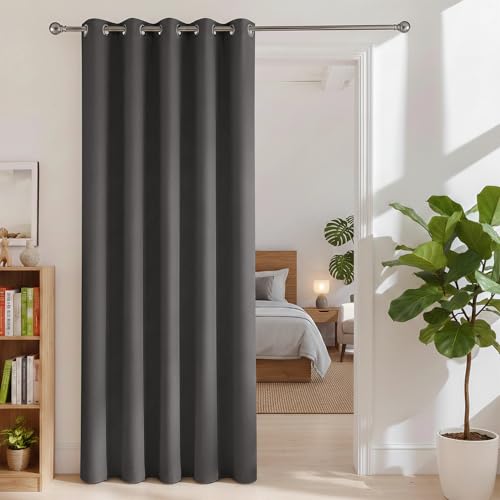 BONZER Room Dividers Curtain, Privacy Thermal Insulated Blackout Curtains - Room Darkening Noise Reduce Window Curtains for Bedroom Living Room Doorway, 108L x 60W Inch (9L x 5W ft), 1 Panel, Dark Grey