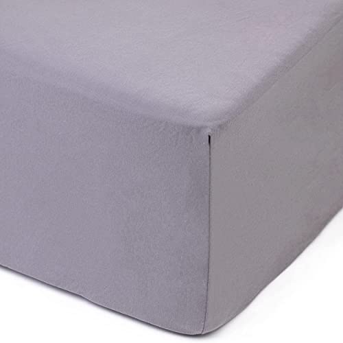 Amago - Fitted Sheet, 50 cm Pocket, 100 Percent Cotton, 120 x 200 cm - Silver