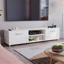 Vida Designs Cosmo TV Unit 2 Door Modern Gloss Matte MDF Living Room Cabinet Media Stand Furniture White 160cm