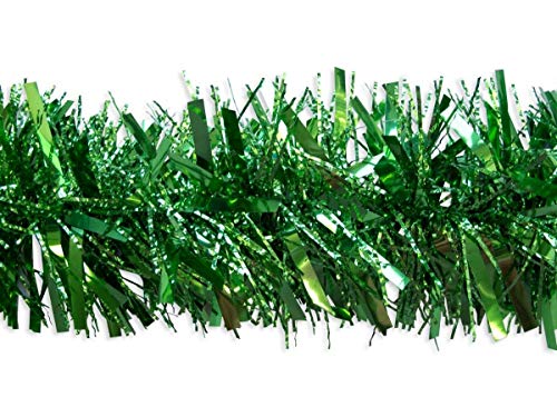 SHATCHI Luxury Deluxe Chunky Christmas Green Tinsel Garland Tree Decoration Xmas Home Décor 180cm 6ft