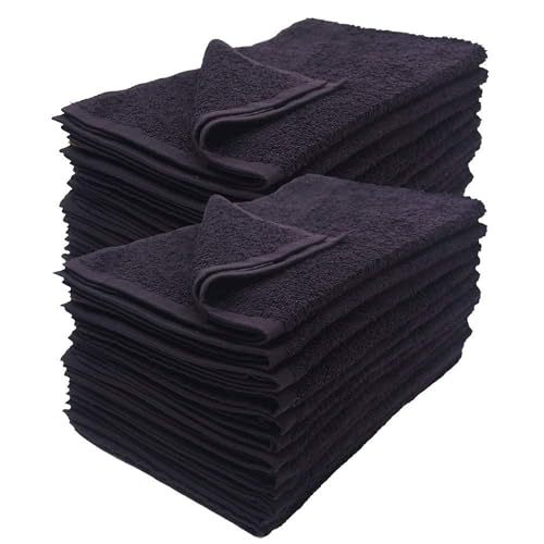 "Simpli-Magic Cotton Hand Towels, 16""x27"", Black, Not Bleach Proof, 12 Count"