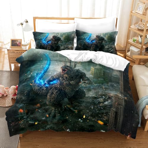 Duvet Cover Set King Queen Size Dinosaur Comforter Cover 3 Pieces Bedding Set Digital Print 1 Piece Quilt Cover with Zipper Closure 2 Pieces Pillowcases No Comforter Inside(Dino34, Full/Queen)