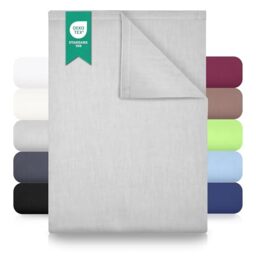 GREEN MARK Textilien Classic Flat Sheet Cotton - 100% Cotton Flat Sheet, No Elastic, Soft, Breathable, Easy Care – Silver Grey – 240 x 275 cm