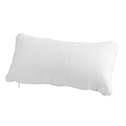 "EORTA Bathtub Pillow Anti-Slip Aerated Pillow with Suction Cup Spa Bath Cushion for Head Neck Rest Relax, Home, Bathroom, White, 13.8""X7.8"""