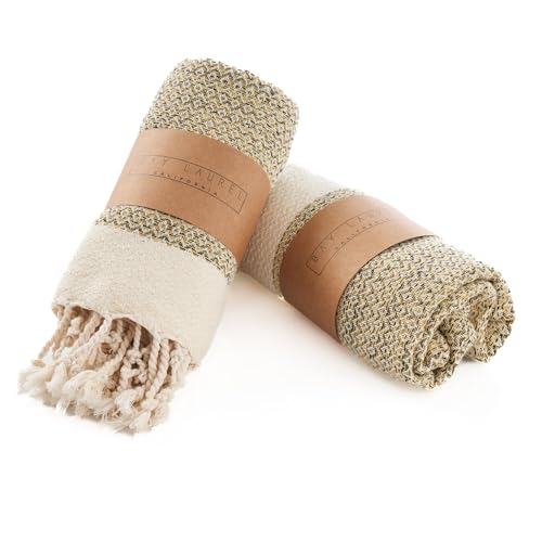 BAY LAUREL Turkish Hand Towel ??? Pack of 2 - Soft & Absorbent Decorative Towels for Bathroom, Hand, Face, Hair, Gym, Yoga, SPA, Kitchen & Tea (Yellow, Diamond 15x26 Inches (Set of 2)