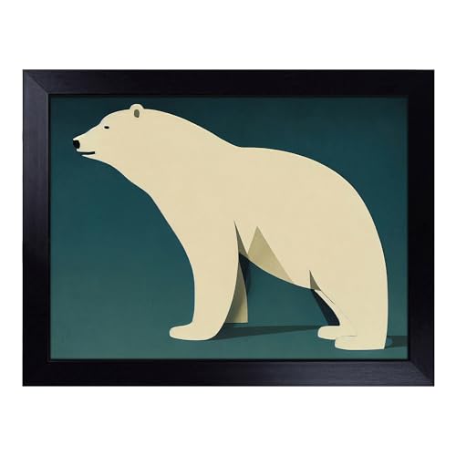 Lap Tray with Bean Bag Cushion, Intriguing Polar Bear Abstract - Handmade in the UK, Raised Wooden Edge, Padded Cushion, Heat-Resistant Wipe-Clean Surface, for Meals, Laptops and Crafts