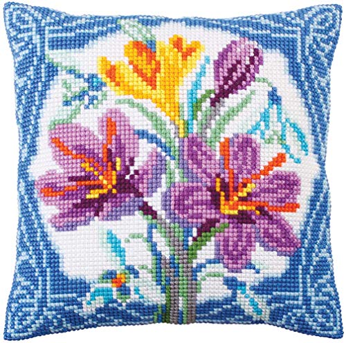 Collection D'Art Cushion KIT/CROCUS/40 X 40, Cotton Acrylic, Multi, 40 x 40cm