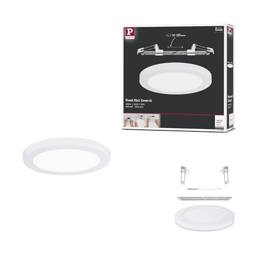 Paulmann 95389 LED Panel 2in1 Cover-it 225mm neutral white rnd. incl. 1x16.5w ceiling luminaire matt white ceiling lamp plastic living room lamp 4000K
