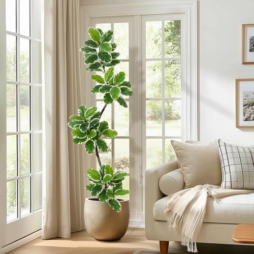 180 cm High Artificial Plants, Artificial Plants with White Pot, Pebbles and Moss, Decorative Plant with Curved Branches, for Patio, Living Room