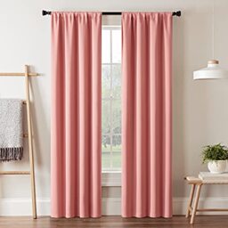 "Eclipse Room Darkening Curtains for Bedroom - Darrell 37"" x 63"" Thermal Insulated Single Panel Rod Pocket Light Blocking Curtains for Living Room, Coral (16205037063CRL)"