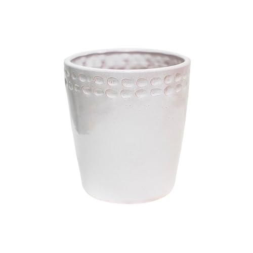 Ivyline Painswick Pinched Planter in White - Contemporary and Stylish - Round Indoor Houseplant Flower Pot with Terracotta Finish - H18.5cm x D19cm