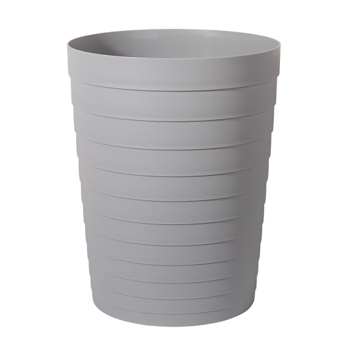 UUJOLY Small Bathroom Trash Can Wastebasket, Plastic Garbage Bin Container Basket for Bathrooms, Laundry Room, Kitchens, Offices, Kids Rooms, Dorms, Grey, 1.8 Gallon