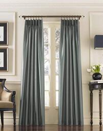 "Curtainworks Marquee Faux Silk Pinch Pleat Curtain Panel, 30 by 108"", Teal"