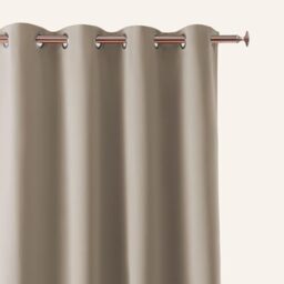 ROOM99 Aura Blackout Curtain, Silver Eyelet Curtain, 180 x 280 cm, Sliding Curtain, Modern Decoration, Living Room, Bedroom, Beige